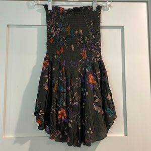 NWT Skylar + Madison Floral Strapless Mini Romper, Olive